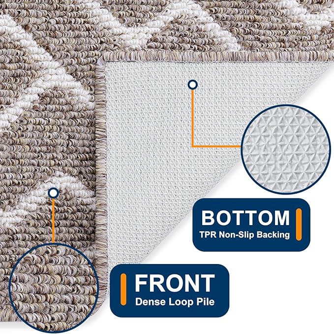 OLANLY Front Door Mat, Non-Slip Rubber Backing, Dirt Resistant and Absorbent, Washable, Easy to Clean Low-Profile Indoor Doormat for Back Door, Entryway, Inside Entrance, 59x35, Khaki