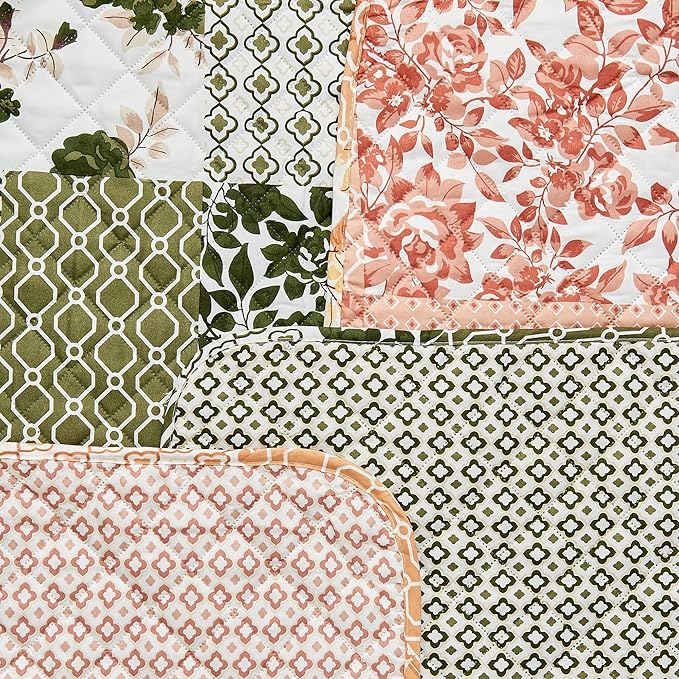 Great Bay Home Reversible Patchwork Sofa Cover - Washable Slipcover Furniture Protector with Elastic Straps - Perfect for Kids & Pets - Box-Stitched Detail (Dusty Rose)