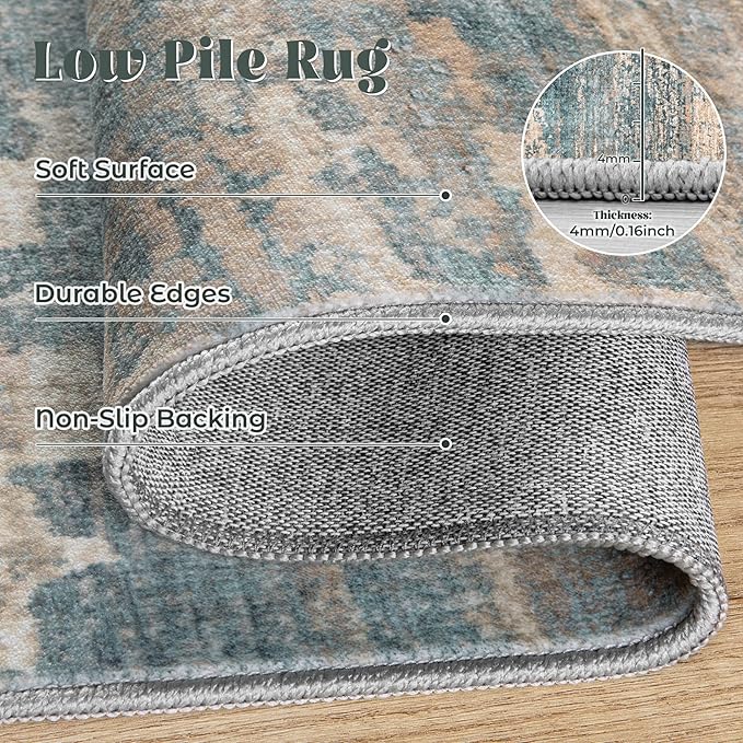 10x14 Area Rugs for Living Room, Washable Modern Abstract Large Area Rug Neutral Soft Non Slip Kids Rug Stain Resistant Indoor Carpet for Bedroom Dining Room Playroom Office(GreenBrown, 10'x14')