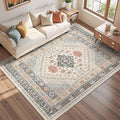 Area Rugs 5x7, Ultra-Thin Washable Rugs for Living Room, Anti-Slip Backing Area Rug for Bedroom, Soft Floral Vintage Home Decor Rug for Dining Room(Blue/Red/Multi,5'x7')
