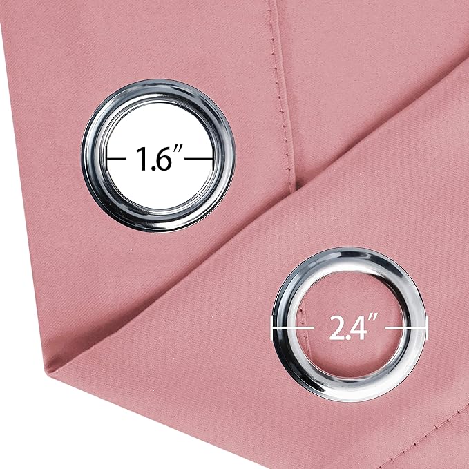LEMOMO Pink Thermal Blackout Curtains/52 x 54 Inch/Set of 2 Panels Room Darkening Curtains for Bedroom