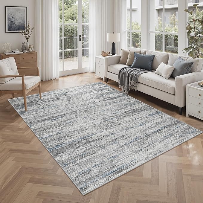 4x6 Rug - Stain Resistant Abstract Washable Rugs, Anti Slip Area Rugs for Living Room,Modern Low Pile Carpet with Rubber Backing Home Decor Small Area Rug