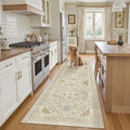 Madane Runner Rug 2'6''x8' Kitchen Runners, Printed Vintage Washable Hallway Rugs Soft Non-Slip Low Pile 2.5x8 ft Runners for Hallways Laundry Room Rug, Beige/Blue