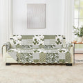 Great Bay Home Reversible Patchwork Sofa Cover - Washable Slipcover Furniture Protector with Elastic Straps - Perfect for Kids & Pets - Box-Stitched Detail (Olive/Brown)