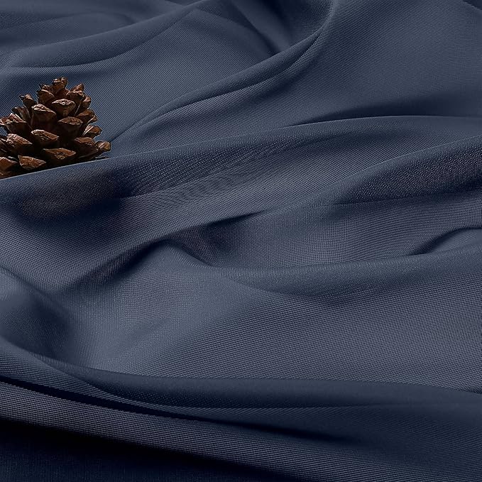 OWENIE Sheer Curtains 84 Inches Long 2 Panels Set, Sheer Navy Blue Curtains for Living Room Bedroom 59 Inch Extra Wide, Modern Voile Filmy Rod Pocket Drapes, 2 Pcs, Each 59 W x 84L, Navy Blue