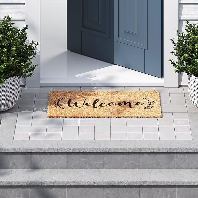 Barnyard Designs Doormat Welcome Mat for Outdoors, Large Front Door Entrance Mat, Brown (Welcome, 30x17)