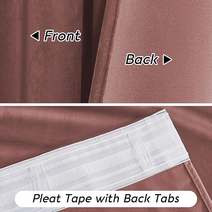 RYB HOME Wild Rose Pink Velvet Curtains 90 inches Long - Super Soft Girl Bedroom Window Decorative Drapes Thermal Insulated Room Darkening Curtains for Guest Room, 2 Panels
