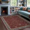 5x7 Boho Dark Red Rug for Living Room - Vintage Oriental Revival Low-Pile Carpet for Bedroom, Dining Table, Home Office, Machine Washable Area Rug Non-Slip with Rubber Back