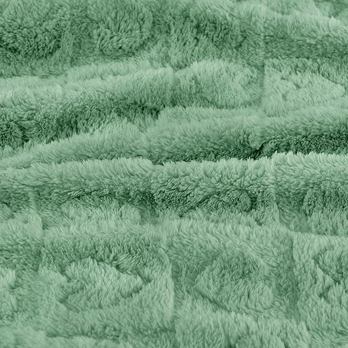 Yurhap Fleece Baby Blanket Heart Checkered, Ultra Soft Cozy Baby Blankets for Boys Girls, Fluffy Infant Toddler Newborn Receiving Gifts for Crib Stroller 30"x40" (Sage Green)