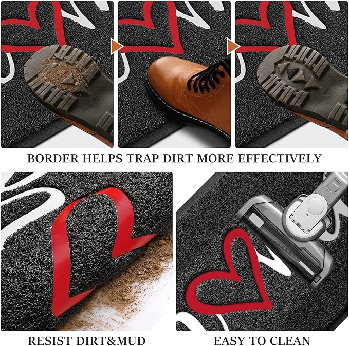 BeneathYourFeet Door Mat, Welcome Mat Low Profile Floor Mat Front Doormat Indoor and Outdoor Doormat Non Slip Rugs for Entryway, Patio, High Traffic Areas (36"x24", Black-Home)