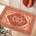 SERISSA Boho Rugs for Entryway, 2x3 Washable Non-Slip Entryway Rug Small Area Rug, Ultra Soft Oriental Vintage Red Low-Pile Indoor Door Mat Floor Carpet for Entrance Bedroom Kitchen Bathroom
