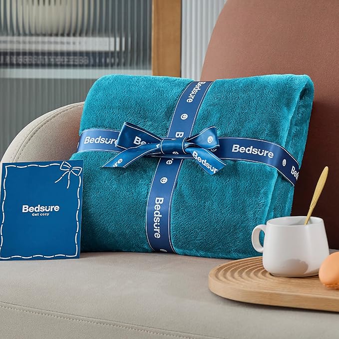 Bedsure GentleSoft Fleece Blanket Twin Size Teal - 300GSM Lightweight Plush Fuzzy Cozy Soft Warm Blanket for Bed, Sofa, Couch, Travel, Camping, 60x80 inches