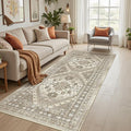 3x8 Runner Rug Non Slip Washable for Entryway, Front Porch, Vintage Hallway Runner for Laundry Room, Bedroom, Stain Resistant Thin Indoor Kitchen Mats for Floor(Brown,3'x8')