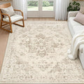 5x7 Area Rugs for Living Room: Vintage Boho Neutral Washable Rug Indoor Soft Large Area Rug Carpet for Bedroom Nursery Farmhouse Dining Room Office Floor Non-Slip Low Pile Under Table Rug Beige/Ivory