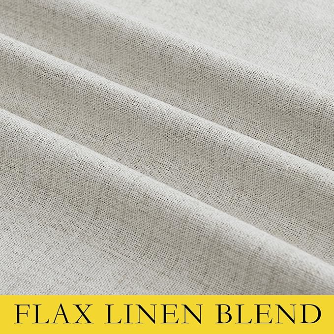 NICETOWN Snowbound Vintage Linen 100% Blackout Curtains for Playroom, Thermal Insulated Curtains 72" Long, Noise Reducing Window Treatment Drapes for Laundry Room, 62" Wide Per Panel, Set of 2