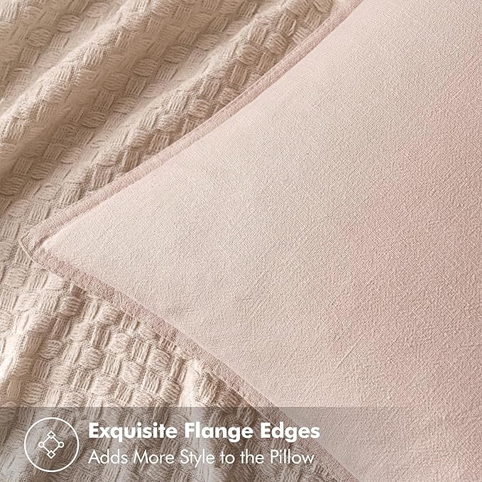 MIULEE Decorative Linen Euro Sham Pillow Covers 26x26 Light Pink Boho Farmhouse Neutral Valentine Spring Couch Throw Pillows for Bed Pack of 2 Accent Modern Pillowcase Sofa Livingroom Home Decor