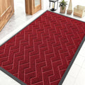 OLANLY Front Door Mat Indoor Outdoor Entrance, Waterproof All-Season, All-Weather Doormat, Sturdy Natural Rubber, Low Profile, Easy Clean Patio Porch Entryway Mat, Herringbone Brick (Wine Red, 47x32)