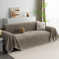 MYSKY HOME Couch Covers for 2 Cushion Couch Sofa, Chenille L Shape Sectional Couch Cover - Pet-Friendly, Machine Washable, Non-Slip Sofa Protector for Dogs, Kids, 71"x118", Sand