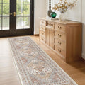 2x7 Runner Rug, Thin Entryway Non Slip Washable Rugs for Entryway, Runners for Hallways, Low Pile Vintage Soft Rugs for Living Room, Kitchen Bedroom Rug(Orange,2'x7')