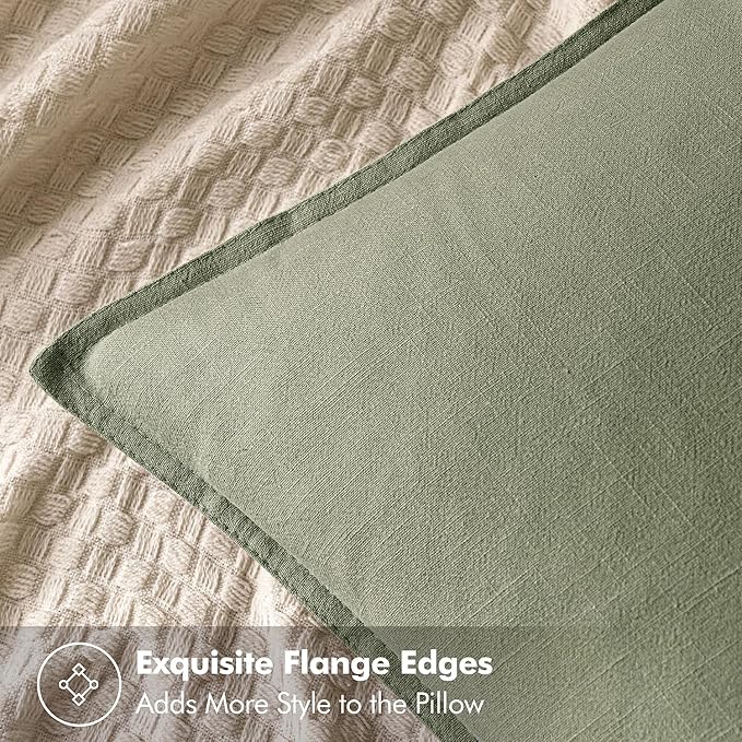 MIULEE Decorative Linen Pillow Covers 18x18 Inch Sage Green Boho Farmhouse Neutral Spring Couch Throw Pillows for Bed Pack of 2 Accent Modern Pillowcase Summer Sofa Livingroom Home Decor