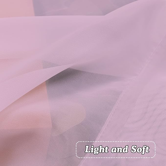OVZME Light Pink Sheer Curtains 45 Inches Long 2 Panels, Light Filtering Sheer Pink Curtains for Kitchen, Elegant Airy Draperies for Gilrs Living Room Nursery Room, Dual Rod Pocket, Each 42Wx 45L