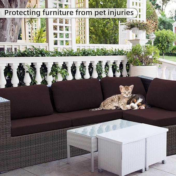 Outdoor Cushion Covers Set,8PCS Patio Furniture Couch Seat Slipcovers, Replacement for Sofa Sectional Chair(Cover，Only)