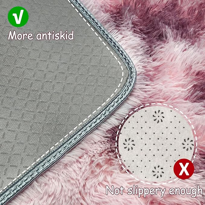 Tie-Dyed Blush 2x6 Machine Washable Runner Rugs for Hallway Soft Fluffy Shaggy Bedside Rugs for Bedroom Living Room Indoor Floor Carpet for Kids Girls and Boys Nursery Rooms Home Decor Aesthetic