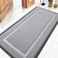 OLANLY Front Door Mat Indoor Outdoor Entrance, Waterproof All-Season, All-Weather Doormat, Sturdy Natural Rubber, Low Profile, Easy Clean Patio Porch Entryway Mat, 47x23, Silver Gray