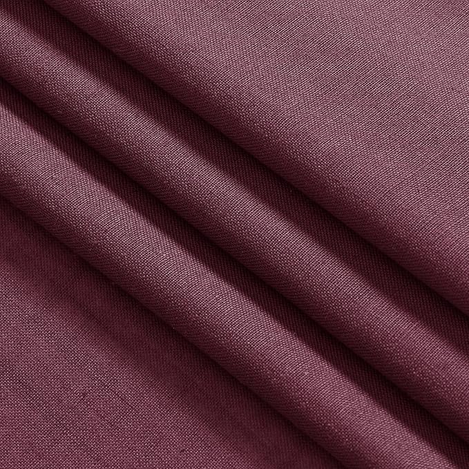 Burgundy Linen Curtains 63 Inches Long 2 Panel Sets for Living Room Bedroom Rod Pocket Back Tab Light Filtering Drape for Kitchen Window Short Protect Privacy Curtain Modern Farmhouse Decor 52x63