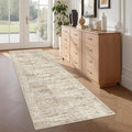 Washable Runner Rugs for Bedroom - 2x6 Runner Rug Non Slip, Ultra-Thin Entryway Runner, Soft Abstract Kitchen Runner for Hallway, Laundry, Bathroom, Indoor Door Mat(2'x6', Brown/Ivory)