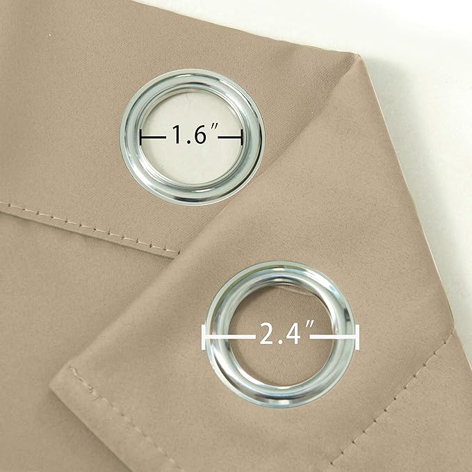LEMOMO Beige Blackout Curtains 34 x 84 Inch Length/Set of 2 Curtain Panels/Thermal Insulated Room Darkening Blackout Curtains for Bedroom