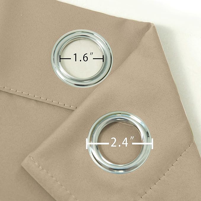 LEMOMO Beige Thermal Blackout Curtains/38 x 63 Inch/Set of 2 Panels Room Darkening Curtains for Bedroom