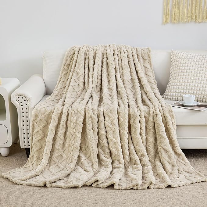 Aganear Blanket Queen Size - Fuzzy Cozy Soft Blanket for Couch, Sofa, Bed, Office, Decorative Present for All Seasons, Portable Throw Blankets for Couch, Sofa, Bed(90"x90", Khaki)