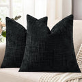 decorUhome Black Chenille Euro Sham Throw Pillow Covers 22x22 Set of 2 Textured Soft Cozy Slubby Couch Pillow Covers Modern Farmhouse Boho Decorative Pillow Cases for Bed Sofa Living Room