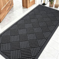 OLANLY Front Door Mat Outside Entrance 59x23, Absorbent, Heavy Duty Sturdy Natural Rubber Doormat Indoor Outdoor, Stain and Fade Resistant, Non-Slip Low Profile Floor Mat for Entryway, Black Diamond