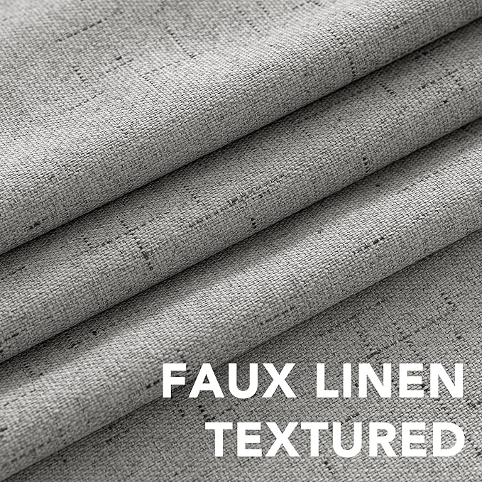 H.VERSAILTEX Linen Blackout Curtains Durable Thick Textured Linen Look 100% Blackout Patio Door Curtain Anti Rust Grommet Extra Wide Sliding Door Curtain Panel, W100 x L96 inch - Dove Gray