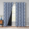Beauoop 100% Blackout Curtains 108 Inches Long 2 Panels for Bedroom Living Room Blue Moroccan Geo Room Darkening Thermal Insulated Soundproof Grommet Top Window Treatments Drapes, 50x108 Set of 2