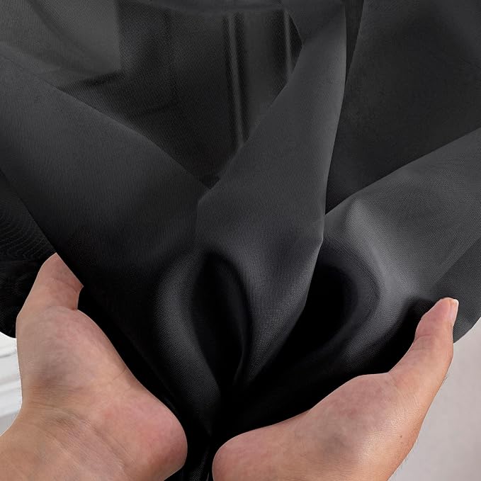 OWENIE Short Sheer Curtains 30 Inches 2 Panels Set, Kitchen Tiers Light Filtering Rod Pocket Cafe Curtains for Bathroom Small Half Window, 42 in W x 30 in L, Black