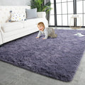 TWINNIS Super Soft Shaggy Rugs Fluffy Carpets 9x12 Feet, Indoor Modern Plush Area Rugs for Living Room Bedroom Kids Room Nursery Home Decor, Upgrade Anti-Skid Fuzzy Rug, Grey Purple