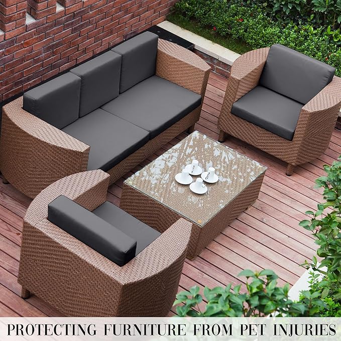 Outdoor Cushion Covers Set,12PCS Patio Furniture Couch Seat Slipcovers, Replacement for Sofa Sectional Chair(Cover，Only)