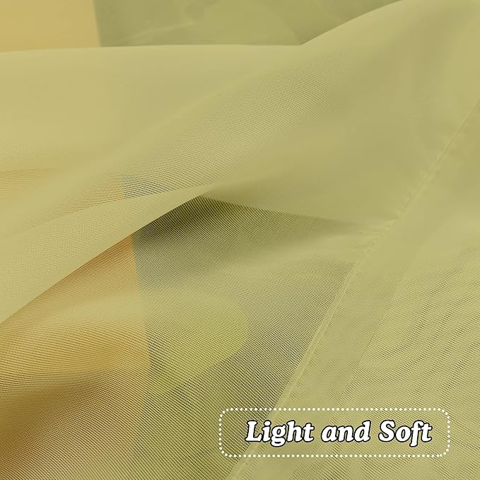 OVZME Mustard Yellow Sheer Curtains 45 Inches Long 2 Panels, Light Filtering Sheer Curtains for Bedroom, Elegant Airy Draperies for Living Room Nursery Room, Dual Rod Pocket, Each 42Wx 45L