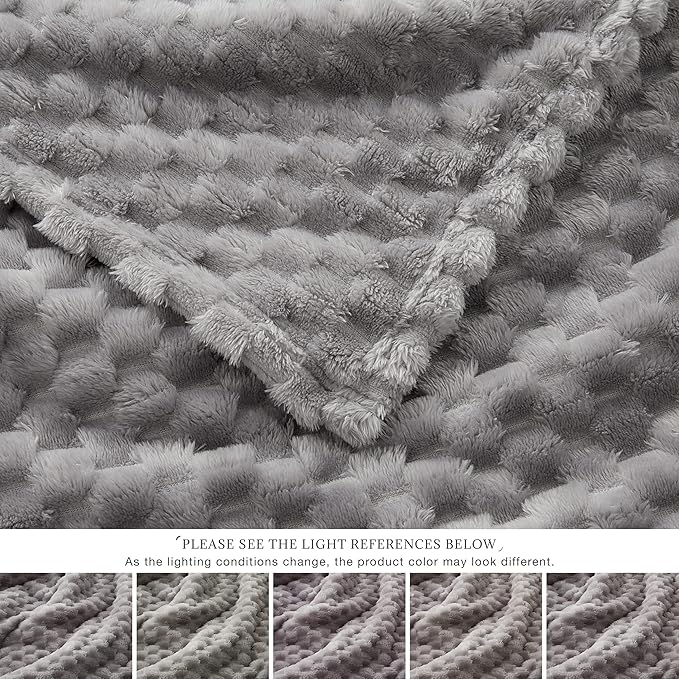 EXQ Home Fleece Throw Blanket for Couch or Bed - 3D Imitation Turtle Shell Jacquard Decorative Blankets - Cozy Soft Lightweight Fuzzy Flannel Blanket Suitable for All Seasons(50"×60",Light Grey)