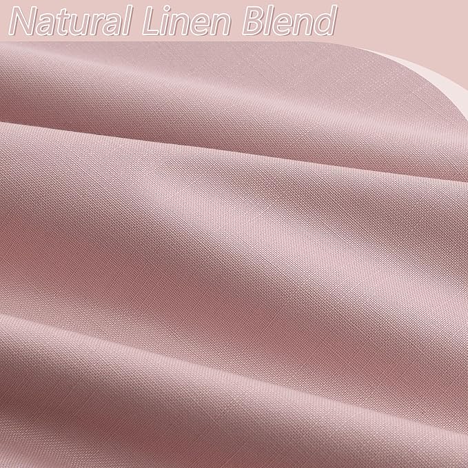 Guken 100% Blackout Linen Curtains 63 Inch 2 Panels Set for Girl's Bedroom, Living Room, Nursery, Back Tab Thermal Insulated Black Out Drapes Room Darkening, Pink