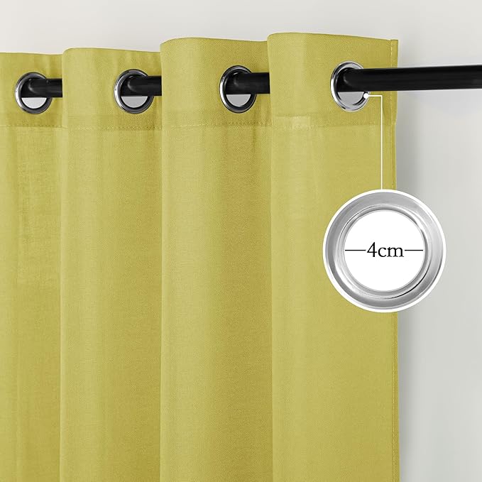 NICETOWN Bright Yellow Linen Curtains 96 inches Long, Grommet Thick Flax Light Filtering Window Treatments Semi Sheer Privacy Assured for Bedroom/Kids Room, W55 x L96, 2 Panels
