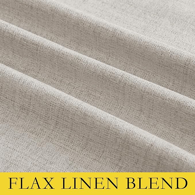 NICETOWN Brich Vintage Open Linen Weave Flax Thermal Curtains, 100% Blackout Curtains 102" Long for Dining Room, Soundproof Window Treatment Drapes for Hall Room, 52" Wide Per Panel, Set of 2