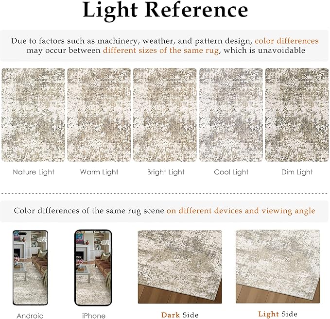 PureCozy Beige Area Rug 3x5 Machine Washable Modern Abstract Office Carpet Neutral Non Slip Indoor Entry Low Pile Soft Non Shedding Small Mat Bedroom Throw Rug for Kitchen Laundry Dining Room