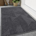 Smiry Front Door Mat Outside Entrance, Heavy Duty Sturdy Natural Rubber Doormat, Trap Dirt and Moisture, Easy Clean Low Profile Welcome Floor Mats for Indoor Outdoor Entry, 71x23 Inch, Medium Grey