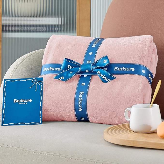 Bedsure GentleSoft Fleece Blanket Twin Size Pink - 300GSM Lightweight Plush Fuzzy Cozy Soft Warm Blanket for Bed, Sofa, Couch, Travel, Camping, 60x80 inches