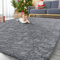 OLANLY 9x12 Machine Washable Large Area Rugs for Living Room, Bedroom, Soft Fluffy Shaggy Bedside Rug, Indoor Floor Carpet for Kids Girls and Boys, Dorms, Nursery, Home Decor Aesthetic, Light Grey