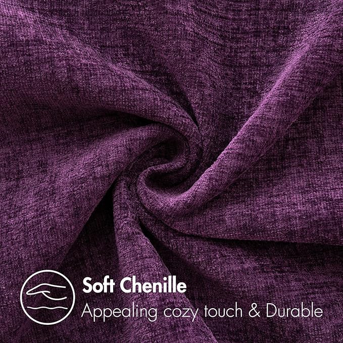MIULEE Pack of 2 Couch Throw Pillow Covers 20x20 Inch Soft Plum Purple Chenille Pillow Covers for Sofa Living Room Solid Dyed Pillow Cases